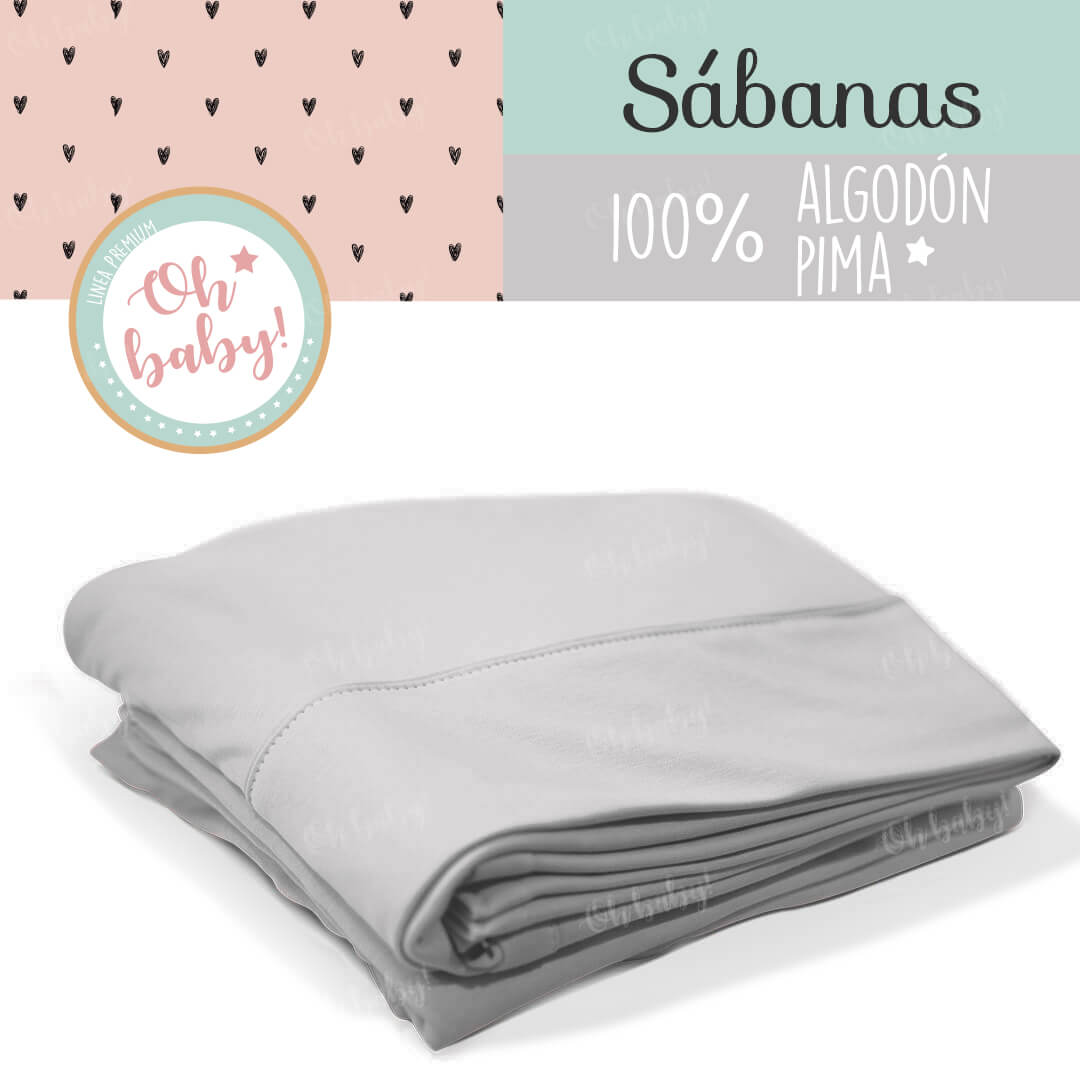 Set de sábanas Gris sabana algodon pima gris oh baby - Set de sábanas Gris