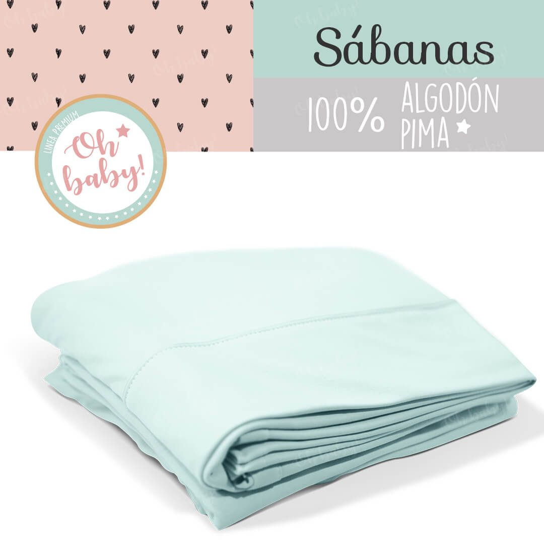 Set de sábanas Verde sabana algodon pima verde oh baby - Set de sábanas Verde