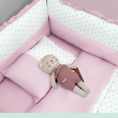 Set de cuna Rosa con estrellas Set de sabana rosa con estrellas ohbaby web online delivery peru 494x494 - Set de cuna Rosa con estrellas